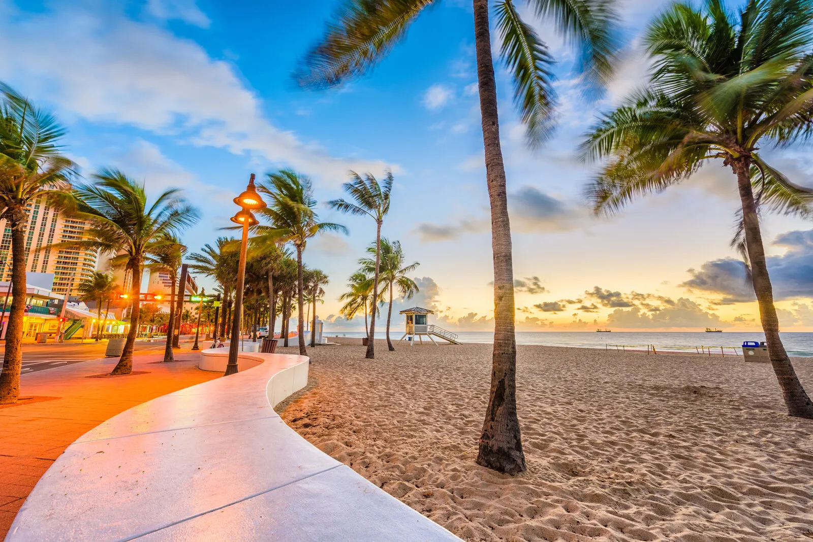 Fort Lauderdale beach at evening
