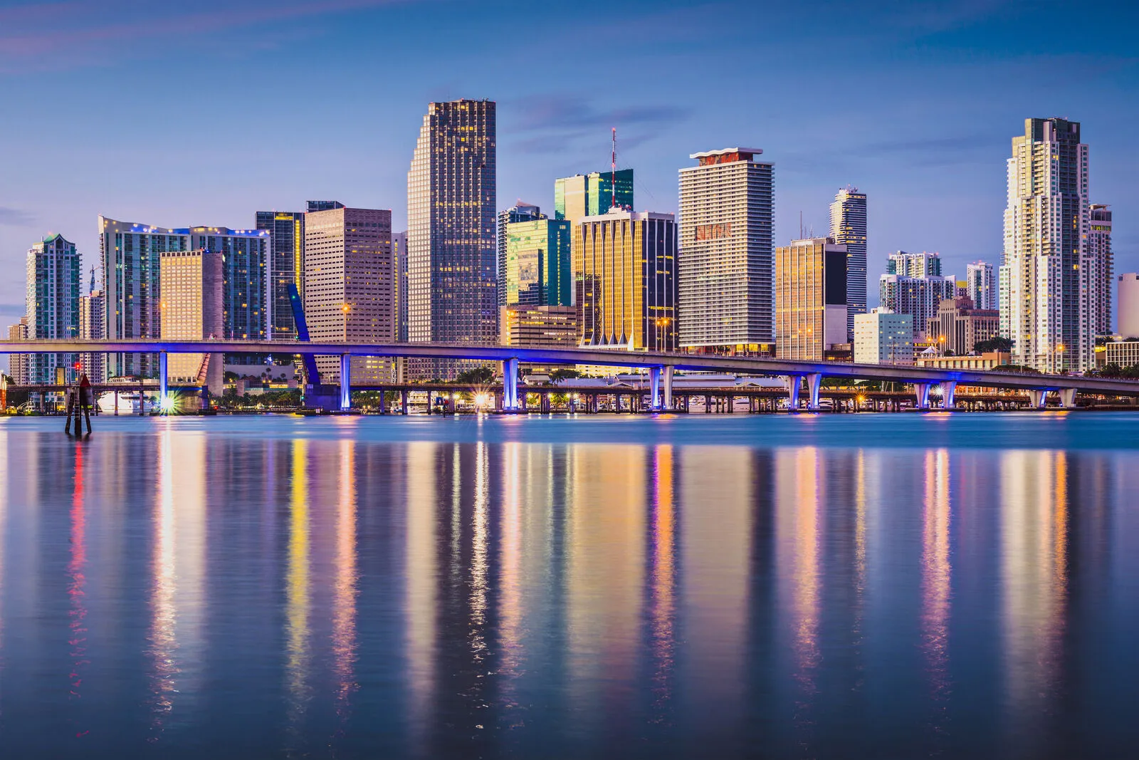 Downtown Miami skyline at dawn